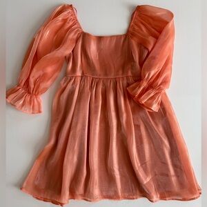 Entro Puff Sleeve Orange Dress